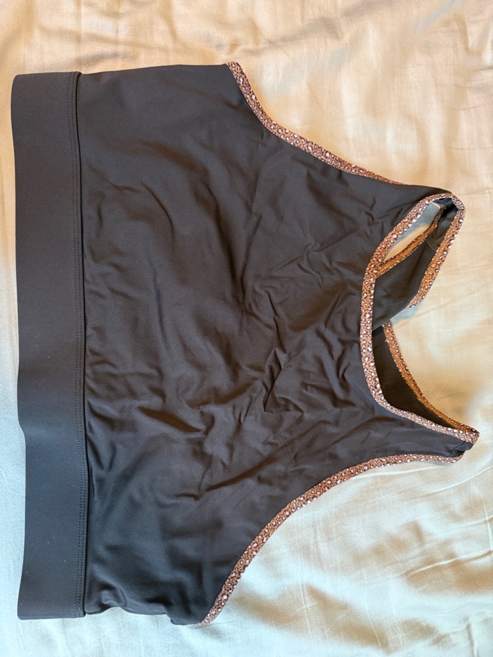 Black Sports Bra with pink leopard Trim